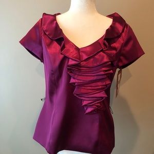 NEW JS Collection Wine Satin Jacket